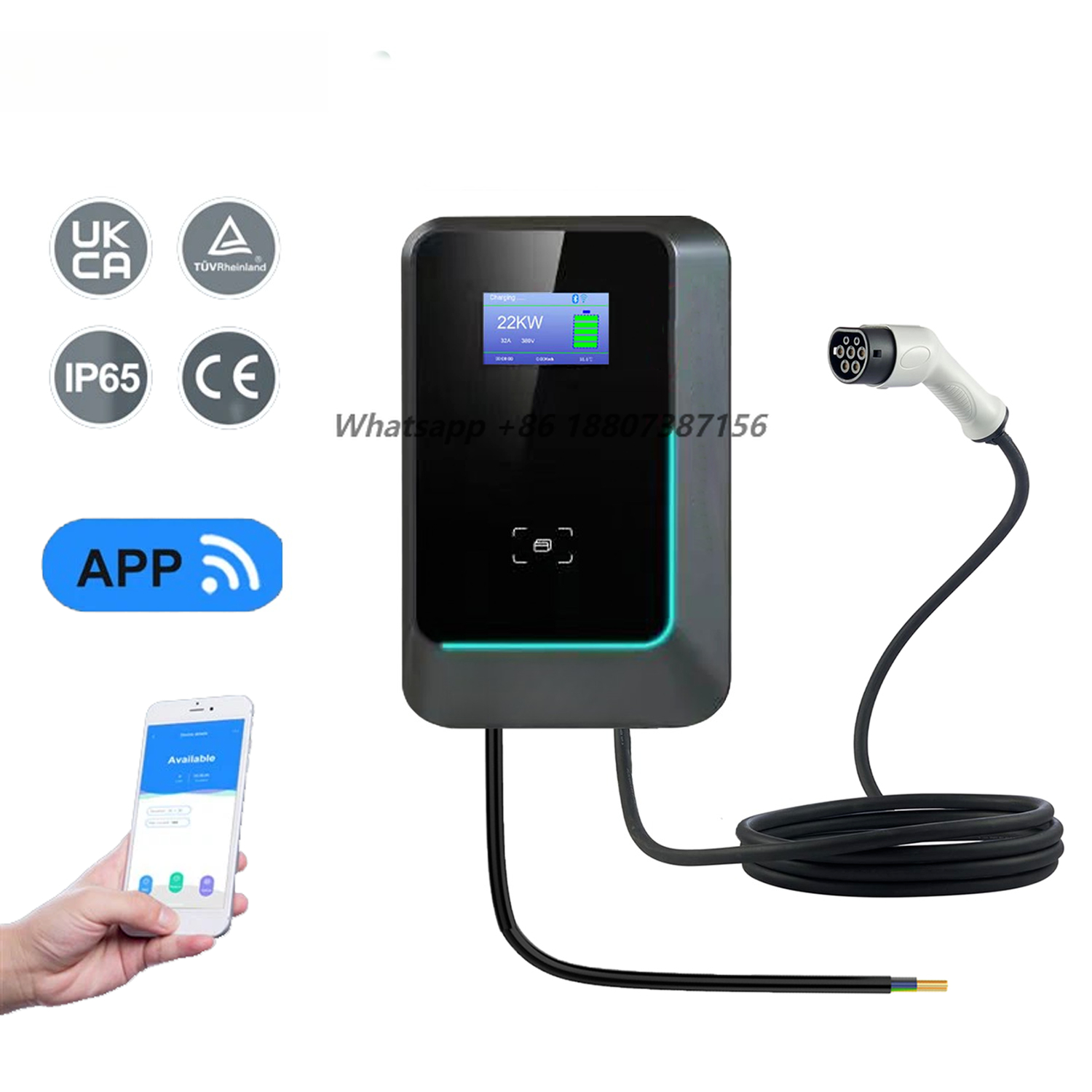 22Kw Wallbox Type 2 Ocpp Rfid - Stazione di Ricarica EV da Parete