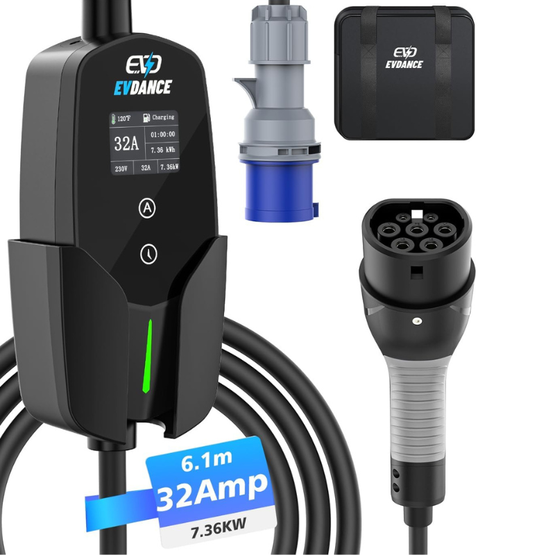 EVDANCE 32A tipo 2 caricatore  - Portable Ev Charger 32A Type 2 Cee Plug recensione e prezzo
