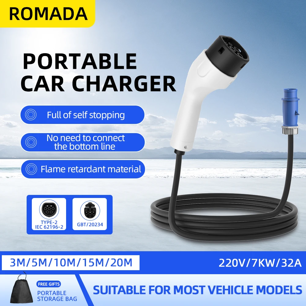 Caricatore Portatile EV ROMADA - Portable Ev Charger 32A Type 2 Cee Plug recensione e prezzo
